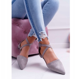 PS1 Bailarinas de camurça cinza feminino no Spitz Medena 2