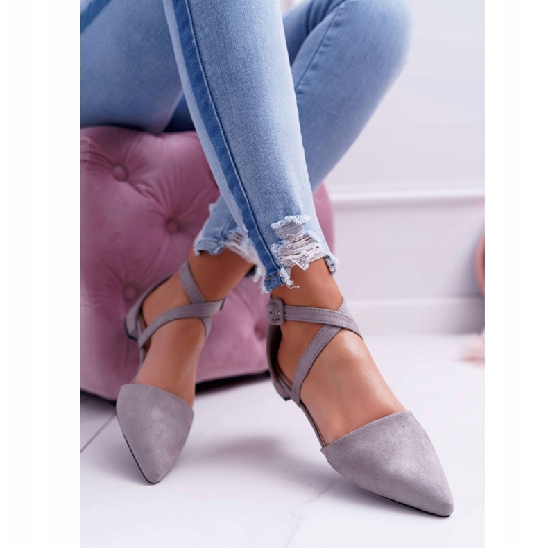 PS1 Bailarinas de camurça cinza feminino no Spitz Medena 2