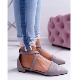 PS1 Bailarinas de camurça cinza feminino no Spitz Medena 1