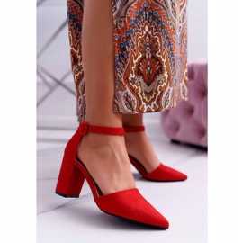 FRJEIN Sapatos femininos no calcanhar em Spitz Red Elegante vermelho 2