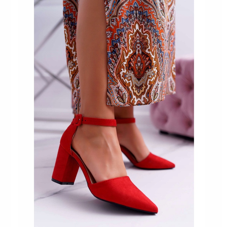 FRJEIN Sapatos femininos no calcanhar em Spitz Red Elegante vermelho 2