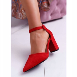 FRJEIN Sapatos femininos no calcanhar em Spitz Red Elegante vermelho 1