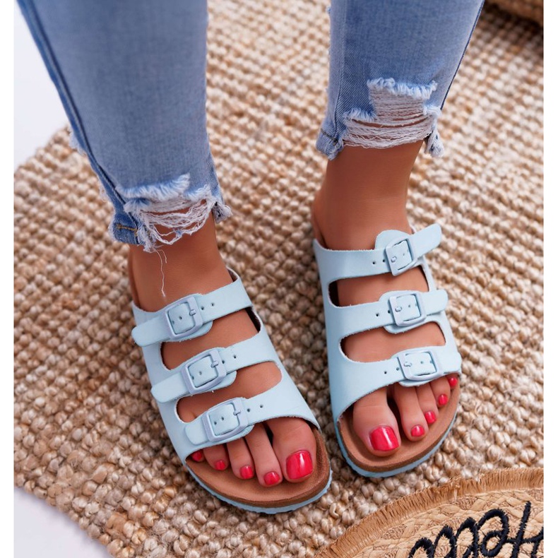 Chinelos femininos azul claro Big Star DD274137 2