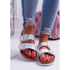 Chinelos femininos de prata Big Star DD274134 cinza 2