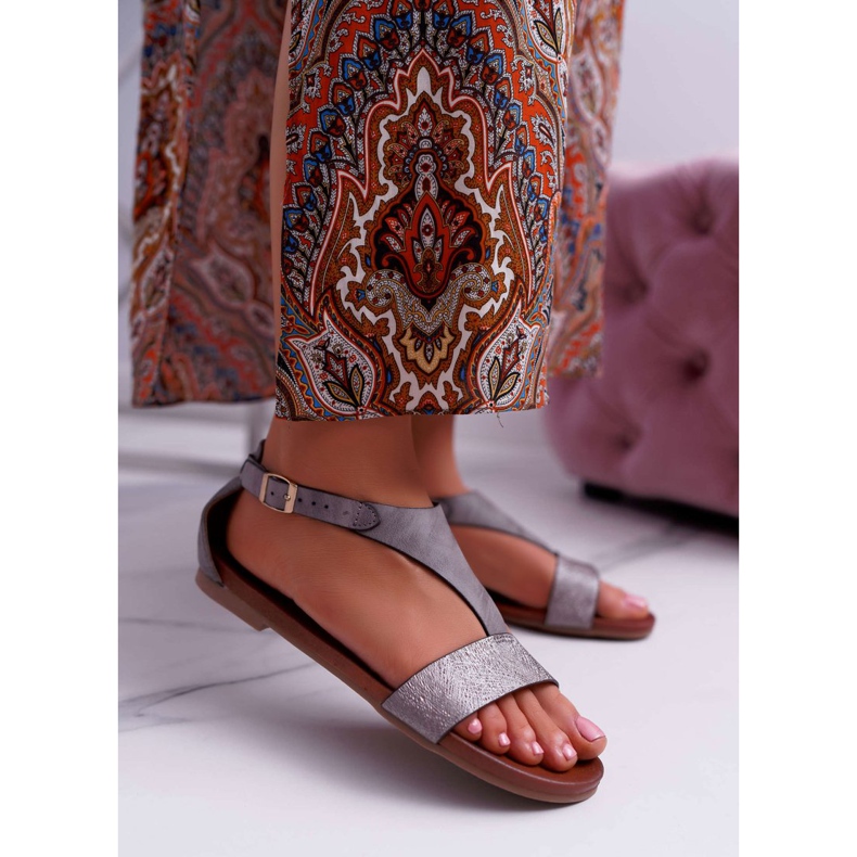 Sandálias Flat feminino Sergio Leone SK020 Grey Magra cinza 1