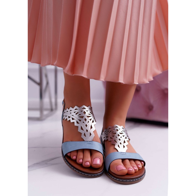 Sandálias rasteiras femininas Sergio Leone SK011 Blue Lirielle azul 2