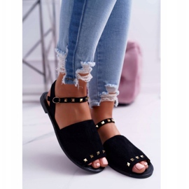 Sandálias femininas Lu Boo camurça preta Silena preto 2