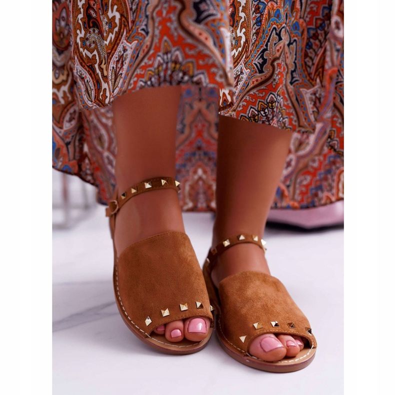 Sandálias Femininas Lu Boo Suede Camel Silena castanho 2