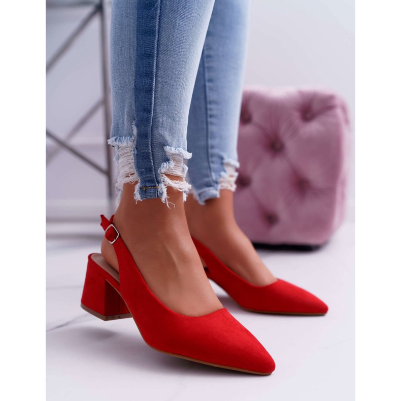 Sapatos femininos no calcanhar no Spitz Red Contrail vermelho 1