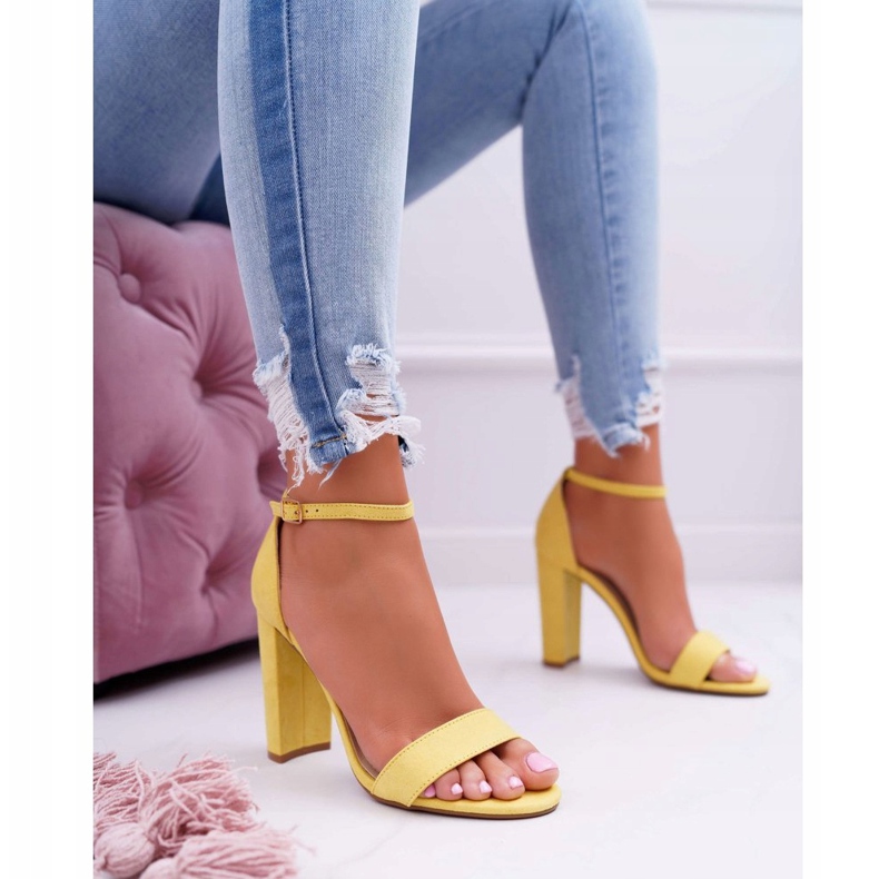 ADY Sandálias femininas com salto em camurça amarela anastasie amarelo 1