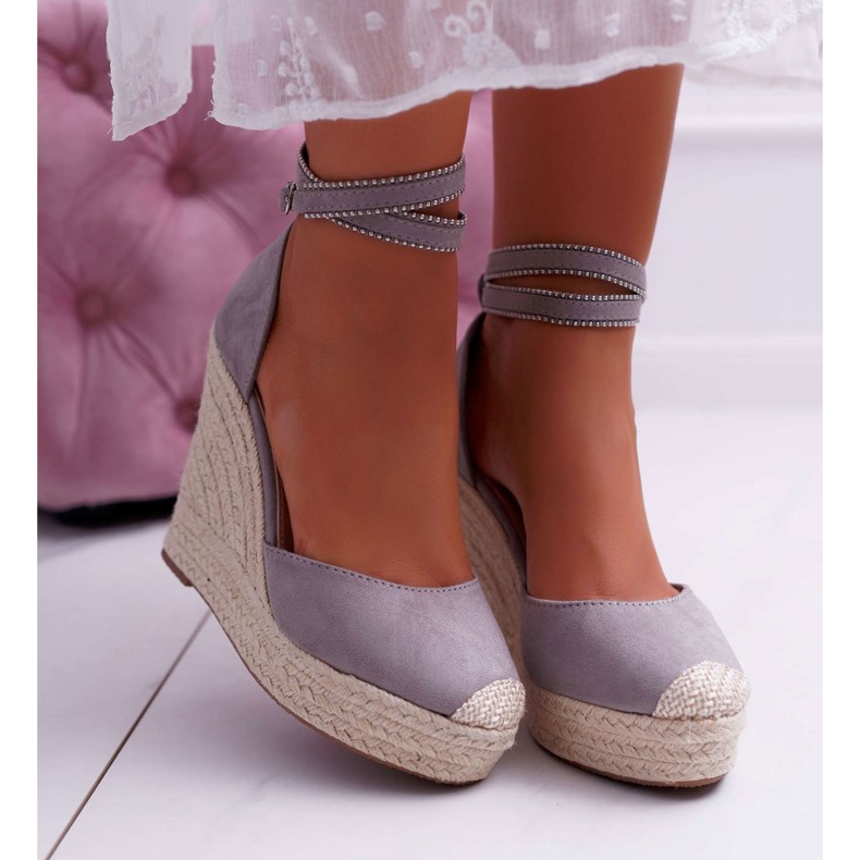 FRBS Sandálias femininas em linho cinza canterola 2