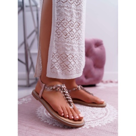 FRERY Sandálias Femininas Slip-on Com Zircões Champanhe Satina rosa 1