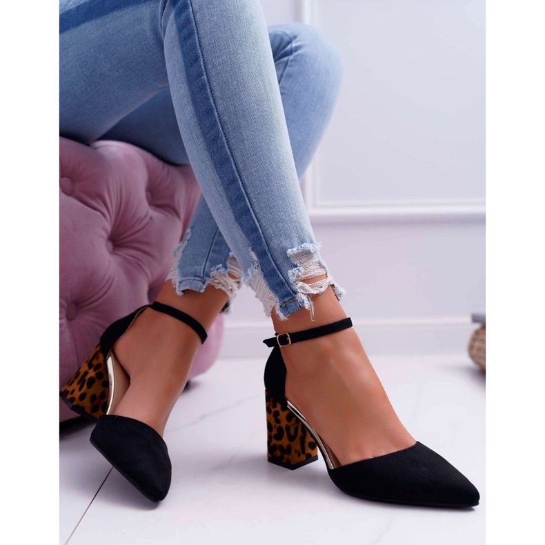 SEA Sapatos femininos no salto Leopard Black Ferri castanho preto 2