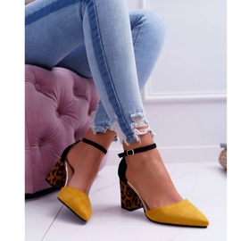 PS1 Bombas femininas no salto Leopard Yellow Ferri marrom preto multicolorido amarelo 1