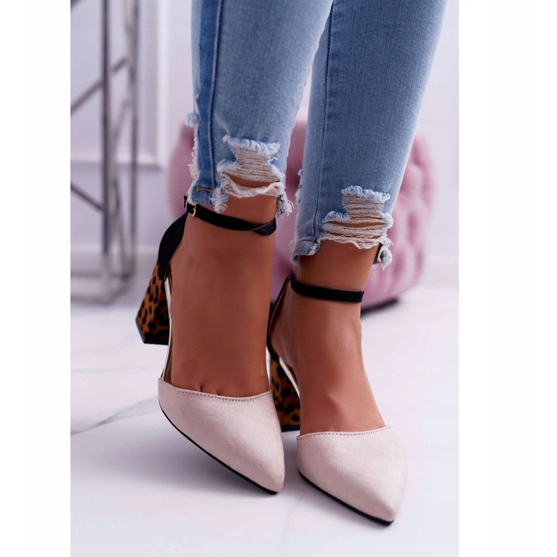 PS1 Sapatos femininos de salto alto leopardo Bege Ferri preto multicolorido 2