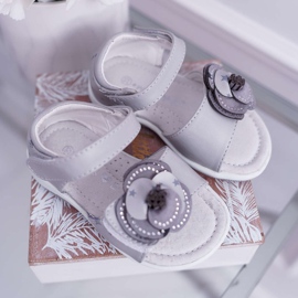 EVE Sandálias infantis com velcro para meninas flamenco cinza 1