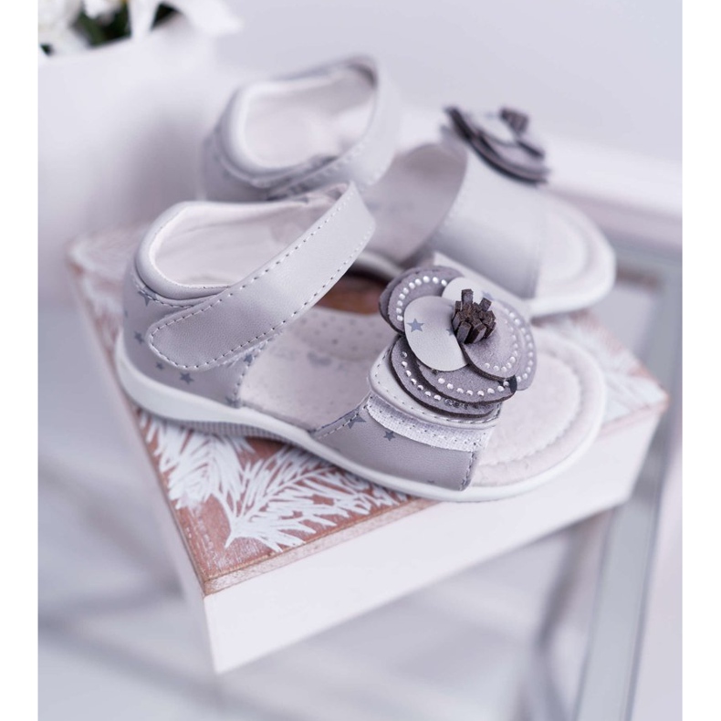 EVE Sandálias infantis com velcro para meninas flamenco cinza 2