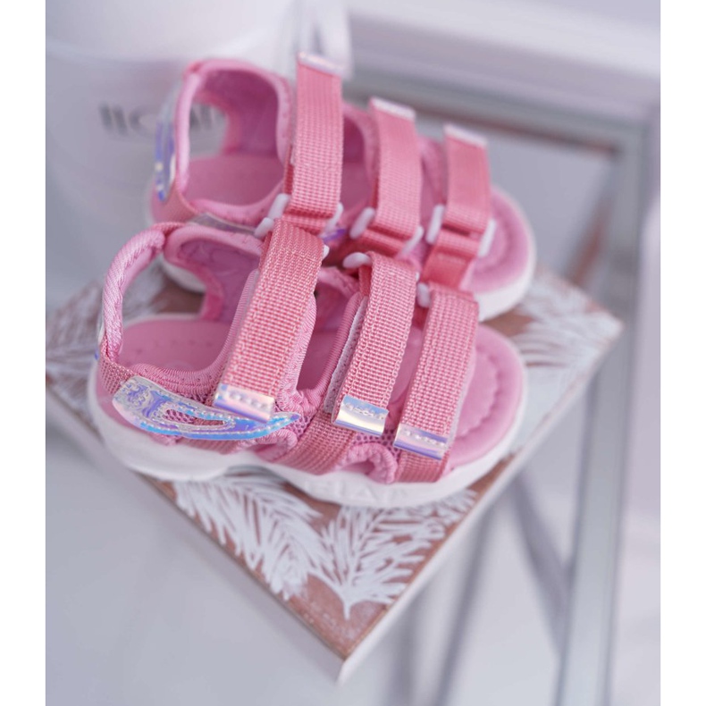 FRROCK Sandálias infantis com velcro para meninas Kimmi rosa 1