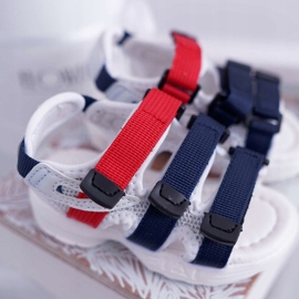 FRROCK Sandálias infantis com velcro para meninas meninos branco Fima vermelho azul marinho 1