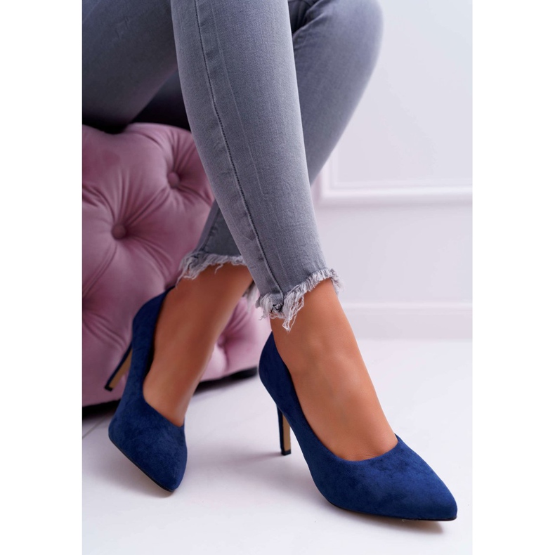 EVE Stilettos camurça feminino em Spitz azul marinho Kiss Me 1