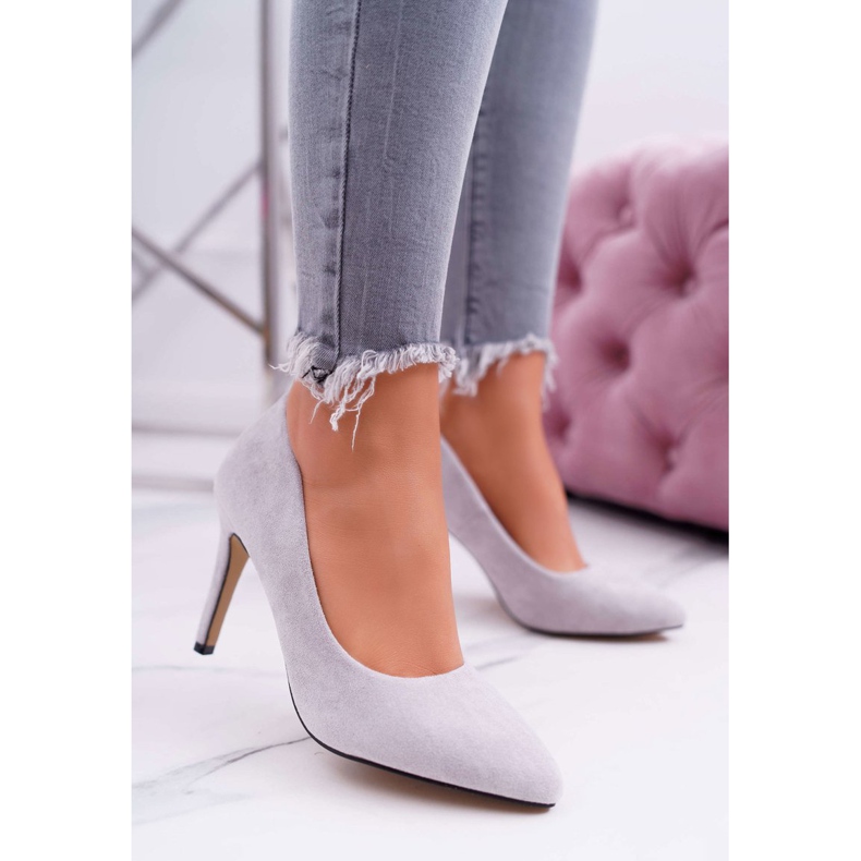 EVE Stilettos camurça feminino em cinza Spitz Kiss Me 1