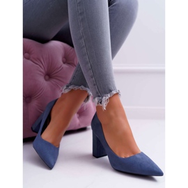 BUGO Sapatos femininos de salto alto camurça azul Clarina 1