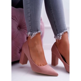 BUGO Sapatos femininos de salto alto camurça rosa clarina 2