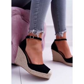 BUGO Sandálias femininas em linho preto Tammaris 1