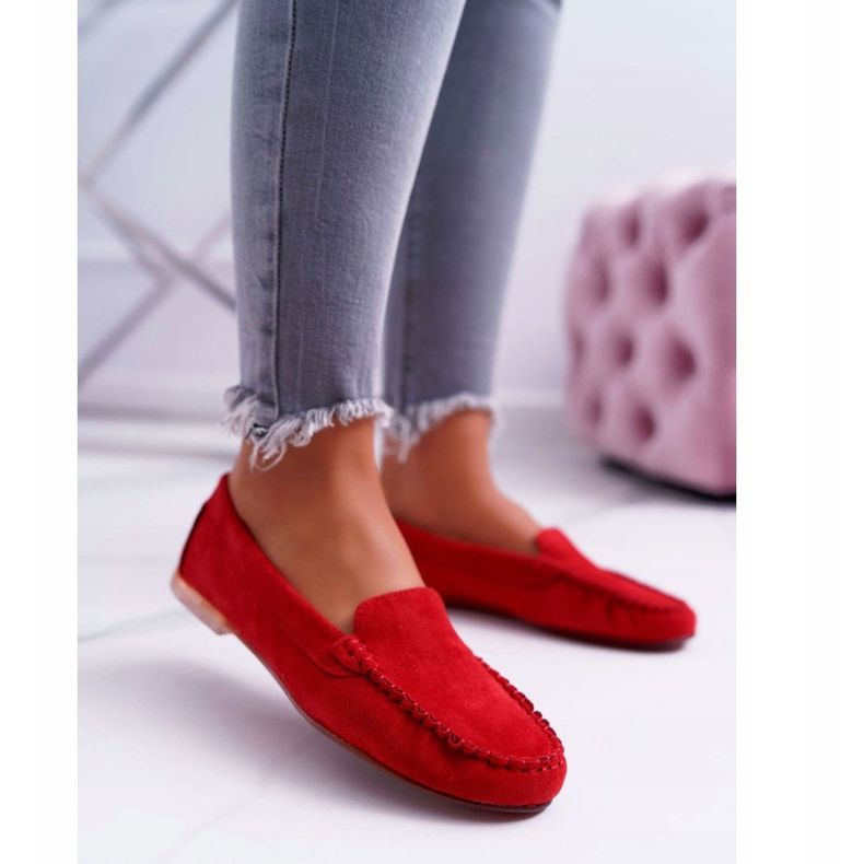 Mocassim feminino Sergio Leone camurça vermelho winted 1