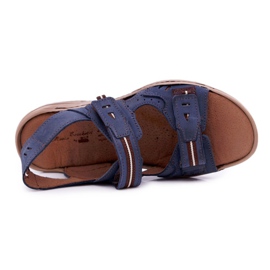 Mario Boschetti Sandálias masculinas de couro azul marinho com lapela 3