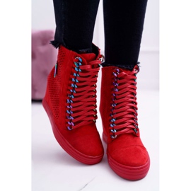 Tênis feminino Lu Boo Openwork Suede Red Clamma vermelho 2