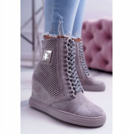 Tênis feminino Lu Boo Openwork Suede Grey Clamma cinza 1