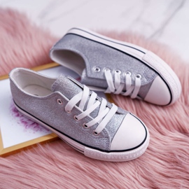 FRROCK Tênis juvenil infantil brocado prata enevoado cinza 2