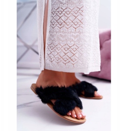 Chinelos femininos com pele Lu Boo Black Pimmer preto 1