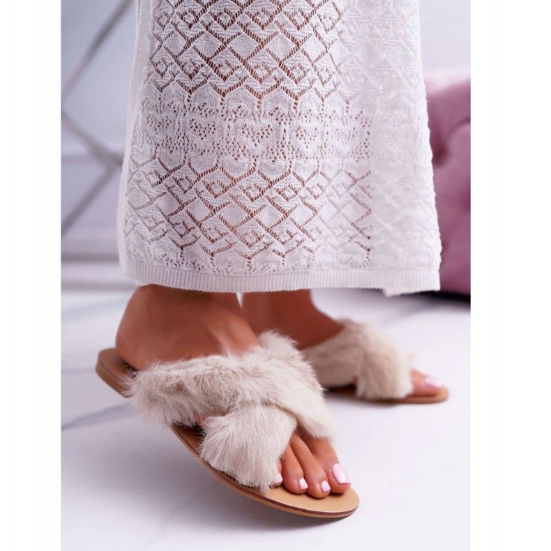 Chinelos femininos com pele Lu Boo White Pimmer branco 1