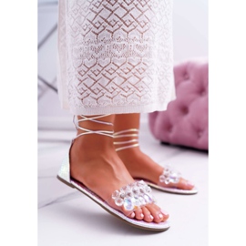 Sandálias femininas Lu Boo Cristais Prata Madina cinza 1