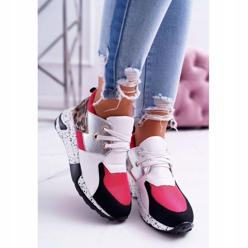 Sapatos esportivos femininos Lu Boo com padrão leopardo branco Malibu multicolorido 2