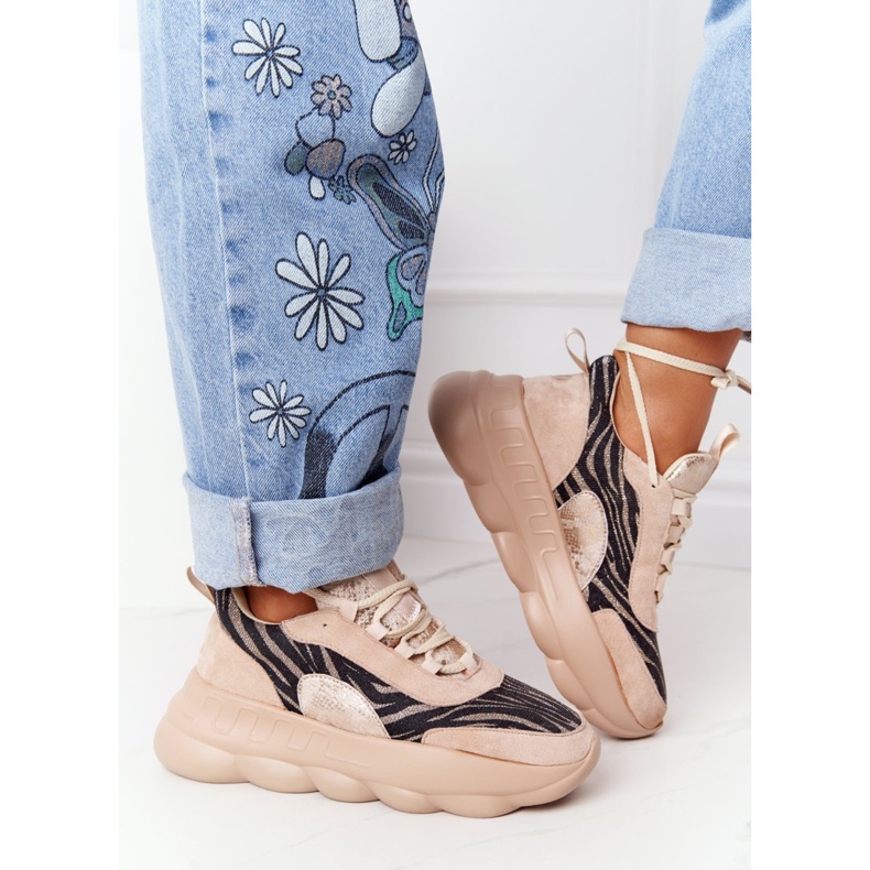 Calçados Esportivos Femininos Lu Boo Sola Grossa Bege Prove! 2