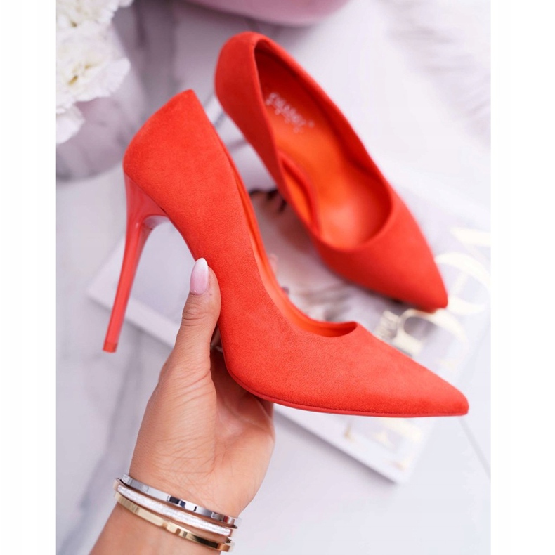 PS1 Stilettos Suede feminino laranja Yanna 1