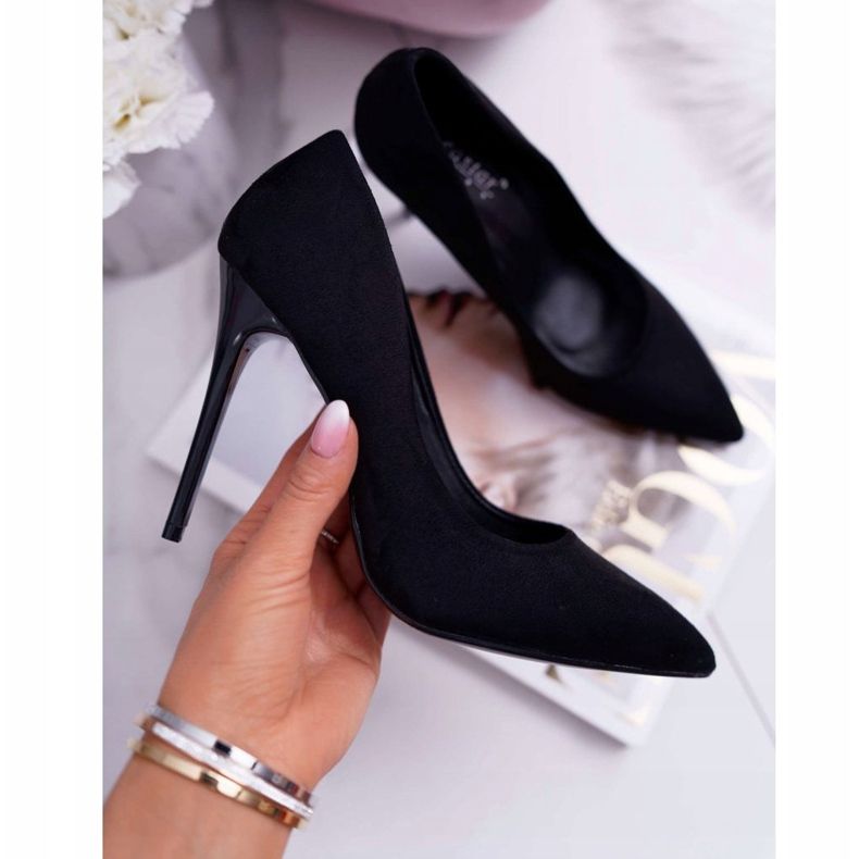 PS1 Sapatos de salto alto feminino camurça preto Yanna 1