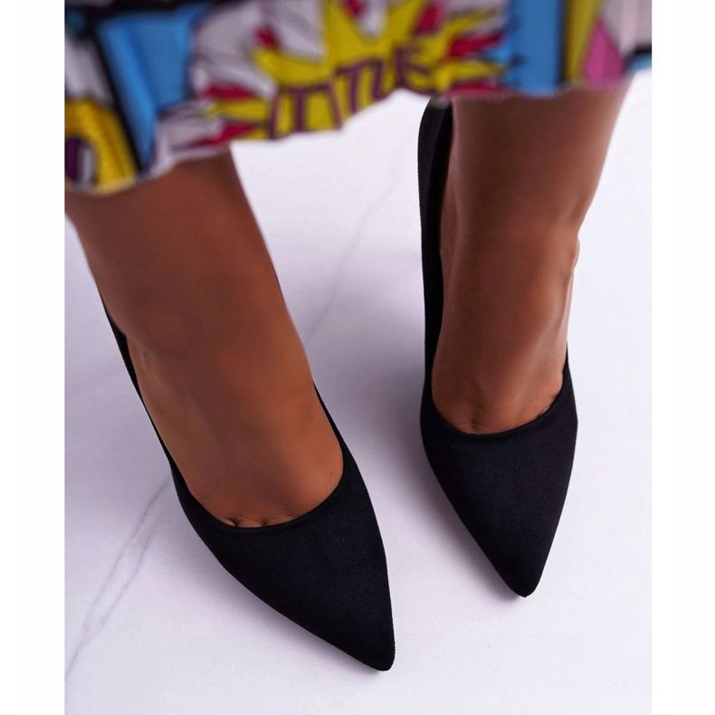 PS1 Sapatos de salto alto feminino camurça preto Yanna 2