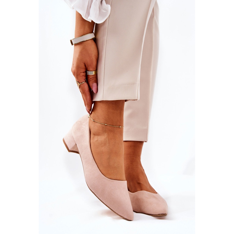 PS1 Bombas clássicas femininas camurça bege Rheya 1