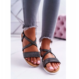 Sandálias Lu Boo Femininas Com Zircônia Cúbica 406-5 Black Stella preto 2