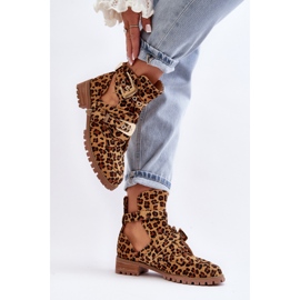 Botas Lu Boo Camurça Com Recortes Leopard Rock Girl castanho 2
