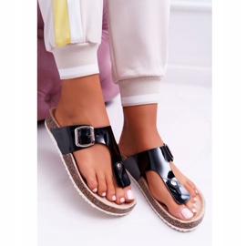 SEA Chinelos femininos chinelos na paleta preta lacada preta preto 2