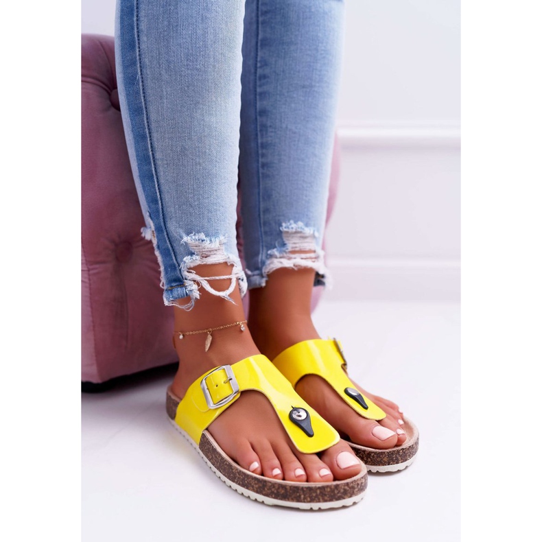 SEA Chinelos femininos chinelos em rolhas, paleta amarela lacada amarelo 2