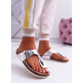 SEA Chinelos femininos flip-flops em rolhas, paleta de prata lacada cinza 2