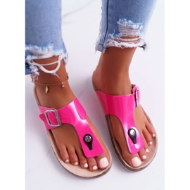 SEA Chinelos femininos flip-flops em rolhas lacado fúcsia paleta rosa 2
