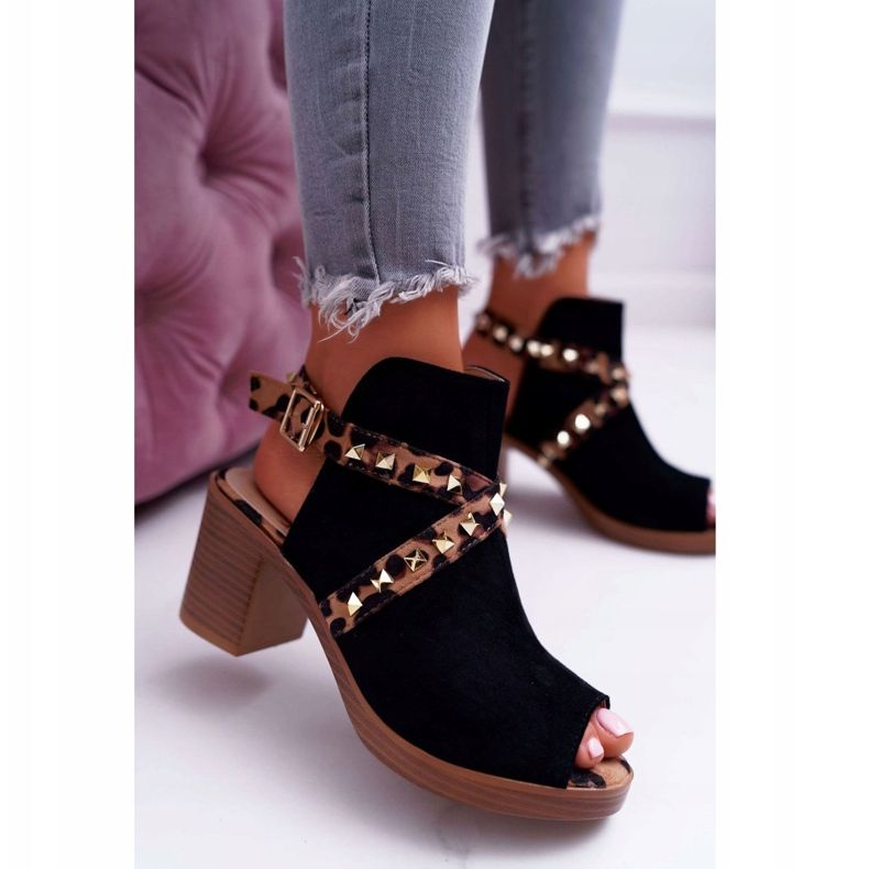 Sandálias femininas de salto alto Lu Boo Black 318-30 Fiode preto 1