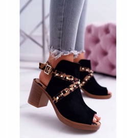 Sandálias femininas de salto alto Lu Boo Black 318-30 Fiode preto 2